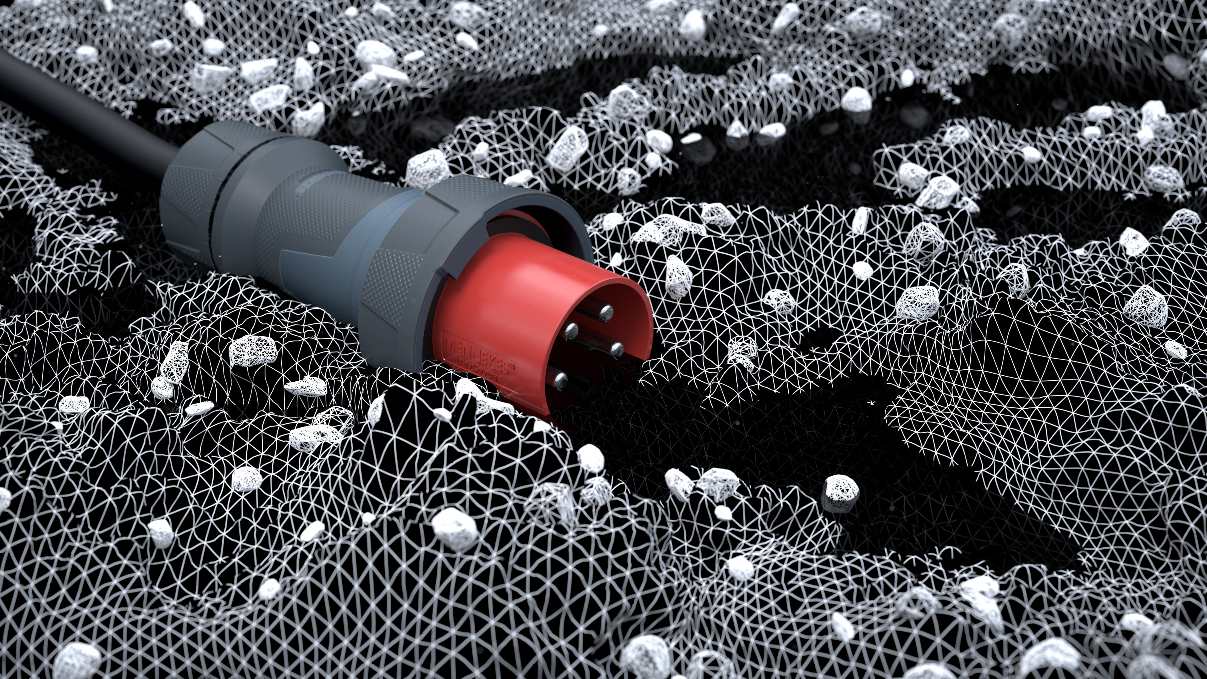 Mennekes X-CONTACT Film X-Ray Stecker im Matsch vorher